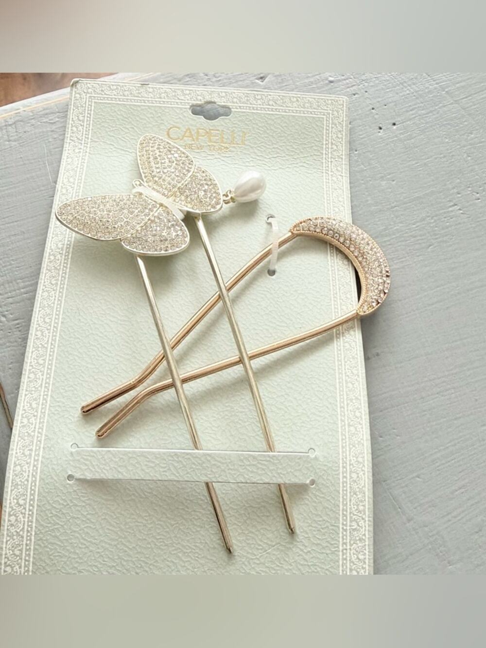 Capelli Butterfly Bling  Gold Tone Hair Pins NEW